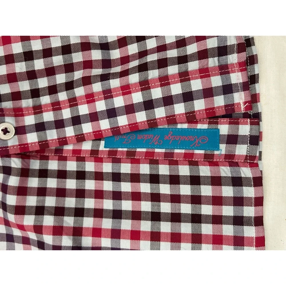 Robert Graham Modern Contras  Cuff‎ Mult-Color Gingham Plaid Mens Sz L Shirt